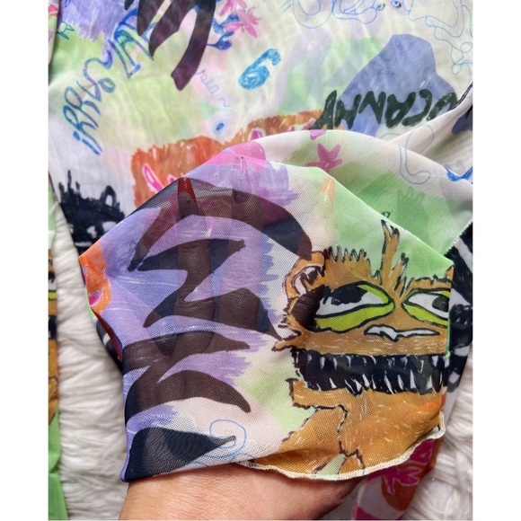 WEEKDAY Blur Mesh Long Sleeve Top in Monster - Picture 4 of 4